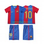 Camisolas de futebol FC Barcelona RONALDINHO 10 2006 2007 Retro Criança Equipamento Principal Manga Curta
